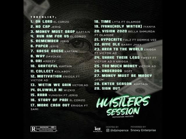 DJ Sixpence - Hustlers Mix (Motivation Mix) ft El Corizo JeriQ Kaptain Kolaboy Wizkid Erigga poster