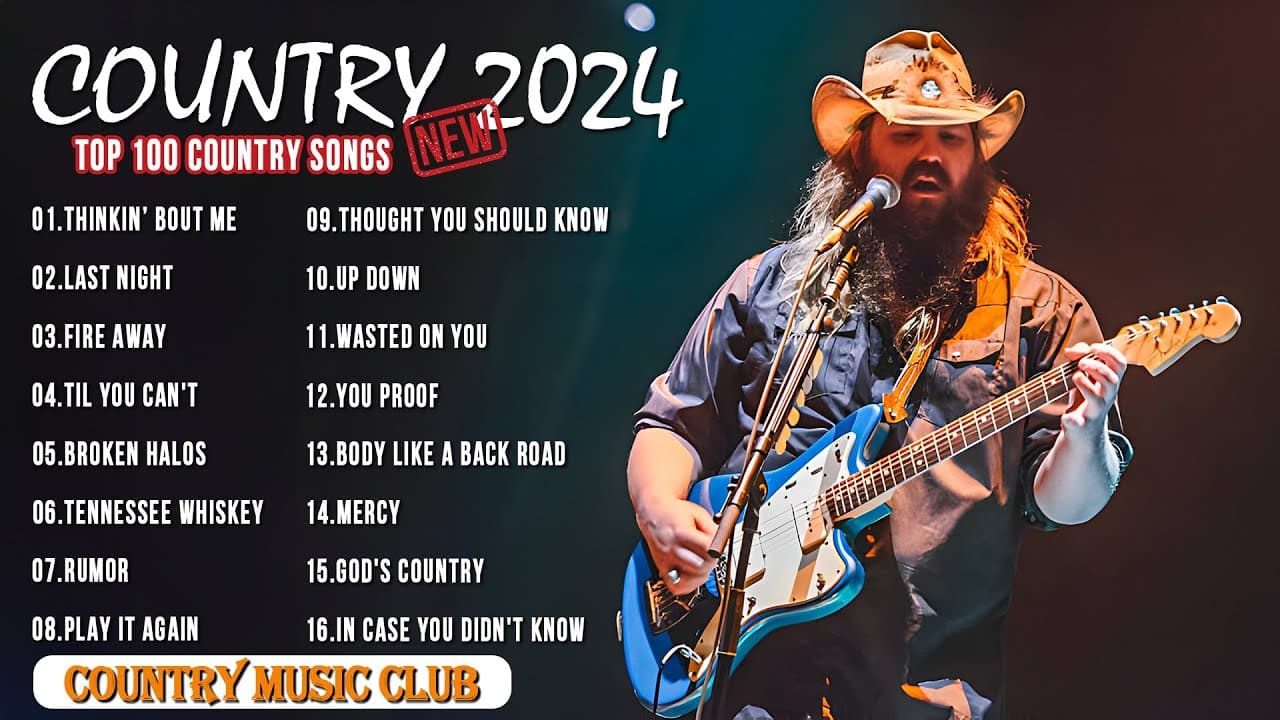 Country Music Playlist 2024 - Chris Stapleton, Morgan Wallen, Luke Combs, Kane Brown, Luke Bryan poster