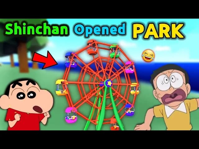 Shinchan And Nobita Opened Park 😱 || 😂 Funny Game Roblox Theme Park Tycoon poster