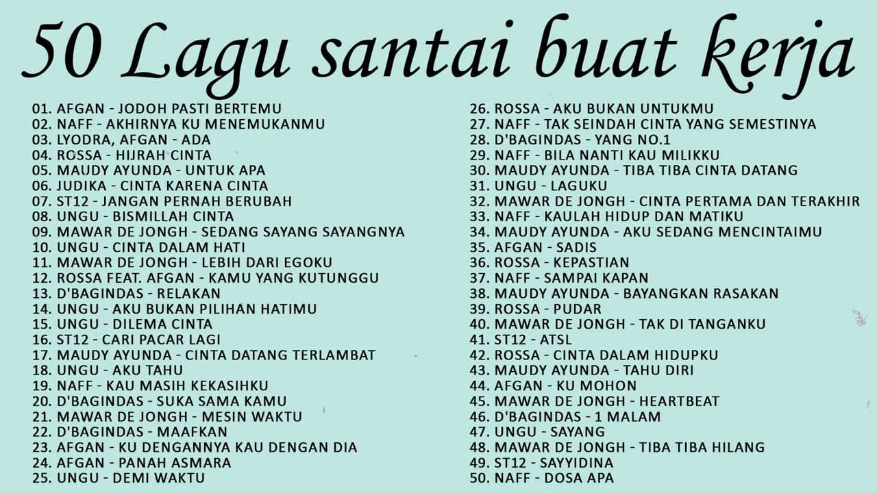 50 Lagu Santai Buat Kerja || Afgan - Jodoh Pasti Bertemu poster